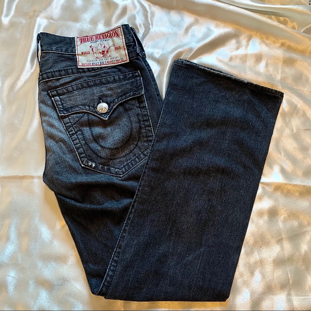 VTG Men’s Faded Black True Religion Distress Jeans